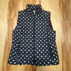 Ann Taylor Loft Polka Dot Puffer‎ Vest Black White Womens Small